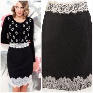 *NWOT* Lace pencil skirt black and cream